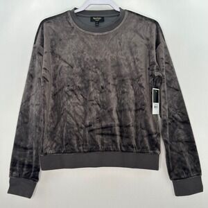 Juicy Couture Black Label Velour Pullover Sweatshirt Top Hat Size S Gray Cozy